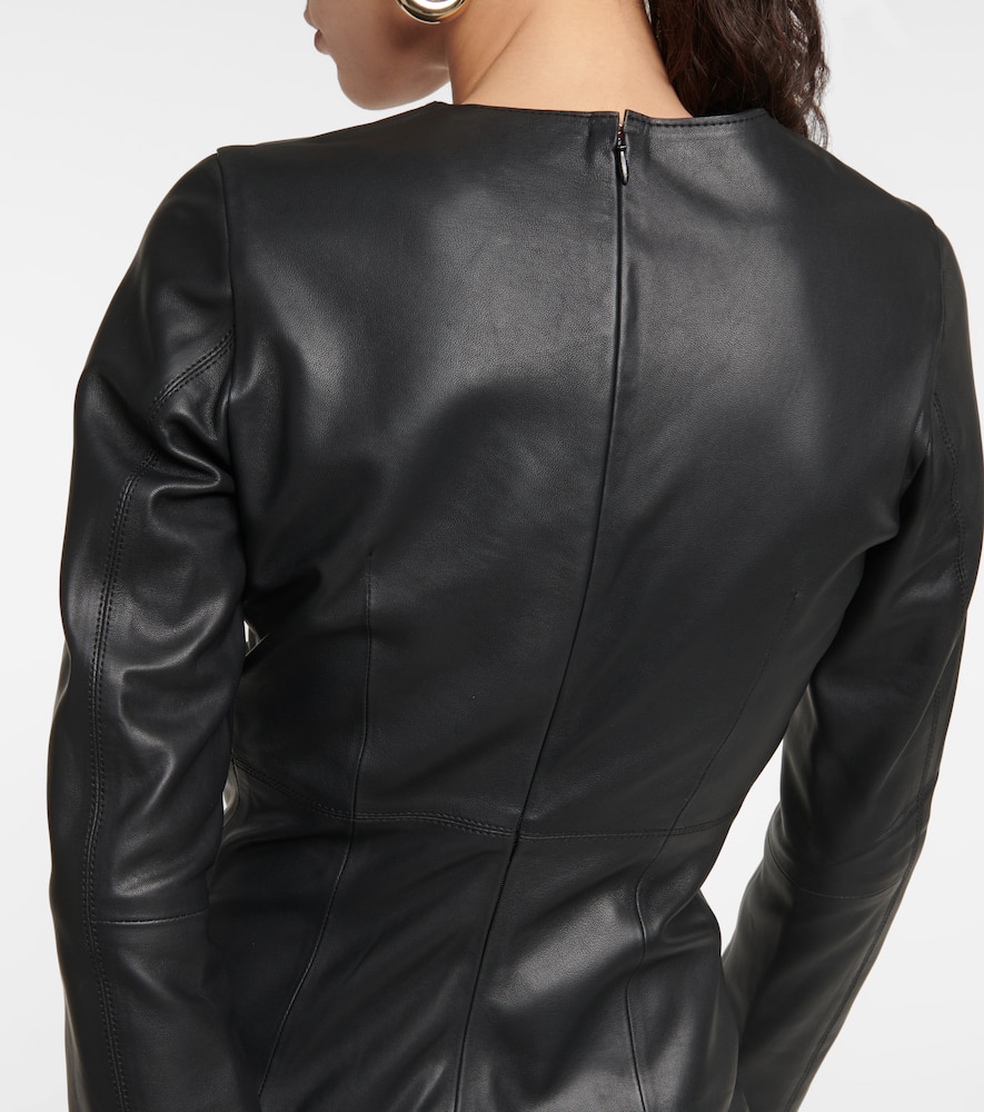 Totême Panelled Leather Dress Black In Black
