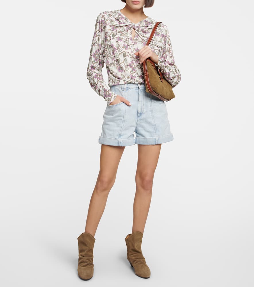Isabel Marant Jiler Printed Jersey Silk Viscose Top In White