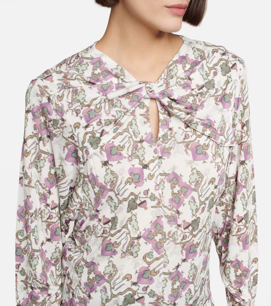 Isabel Marant Jiler Printed Jersey Silk Viscose Top In White