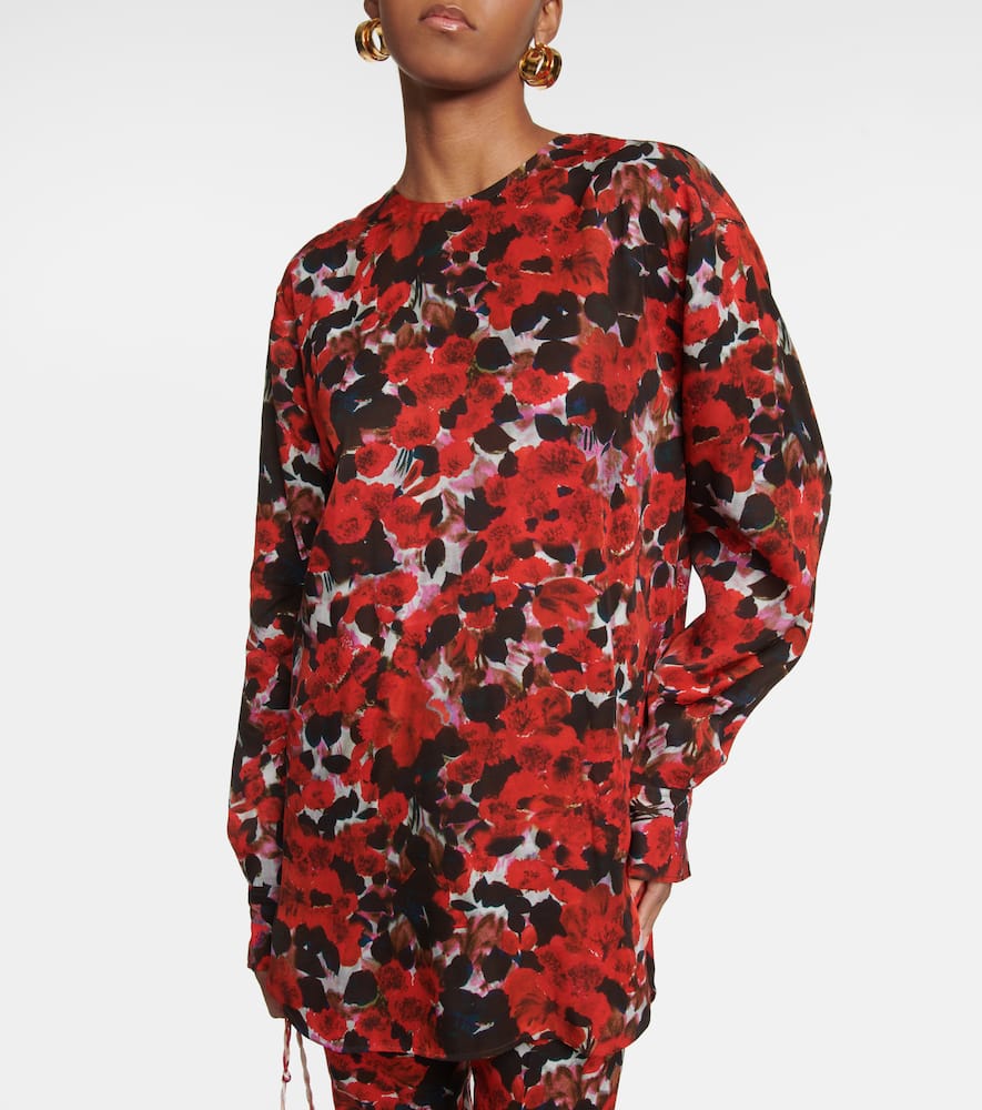 Dries Van Noten Floral Top In Red