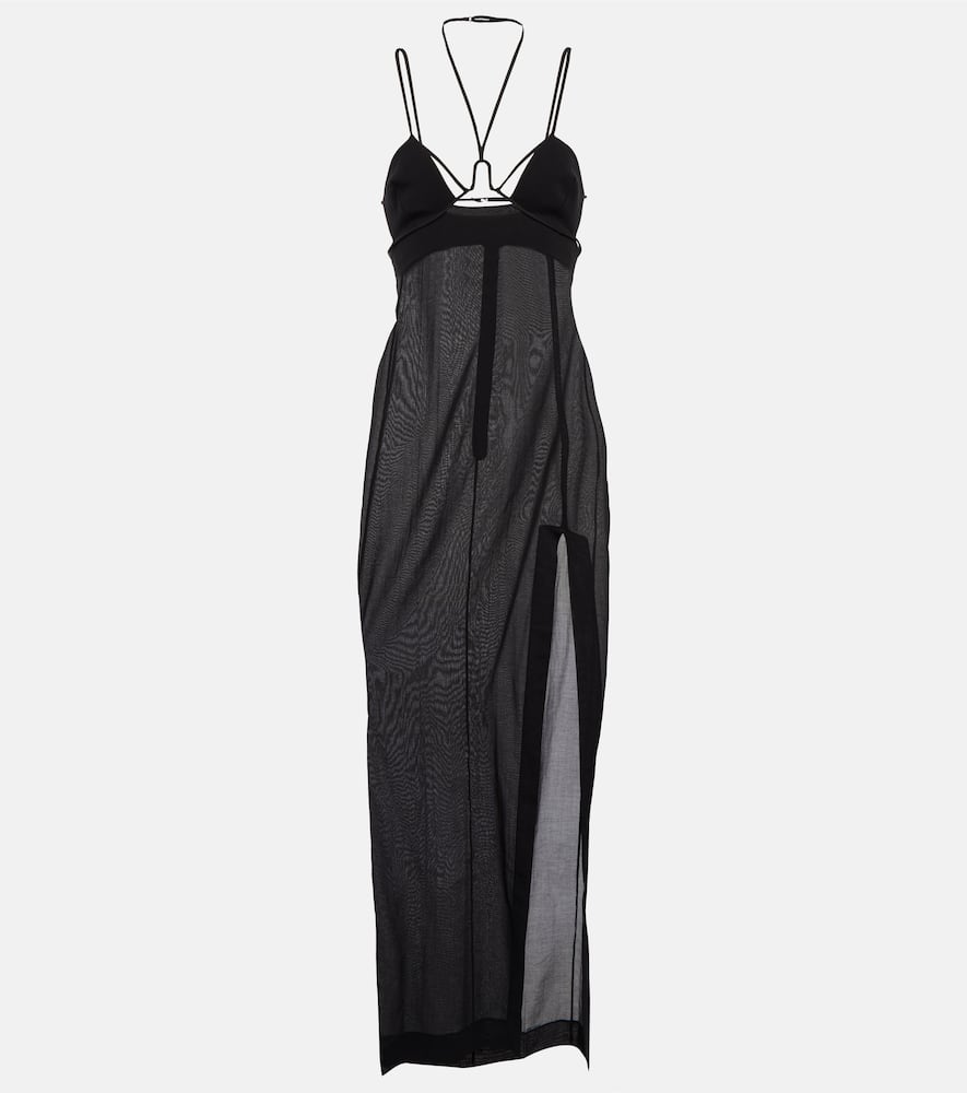 Cutout halterneck cotton gown