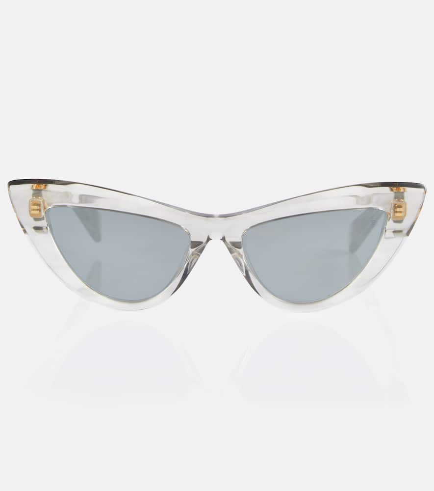 Balmain Jolie Cat-eye Acetate Mirrored Sunglasses In Grey