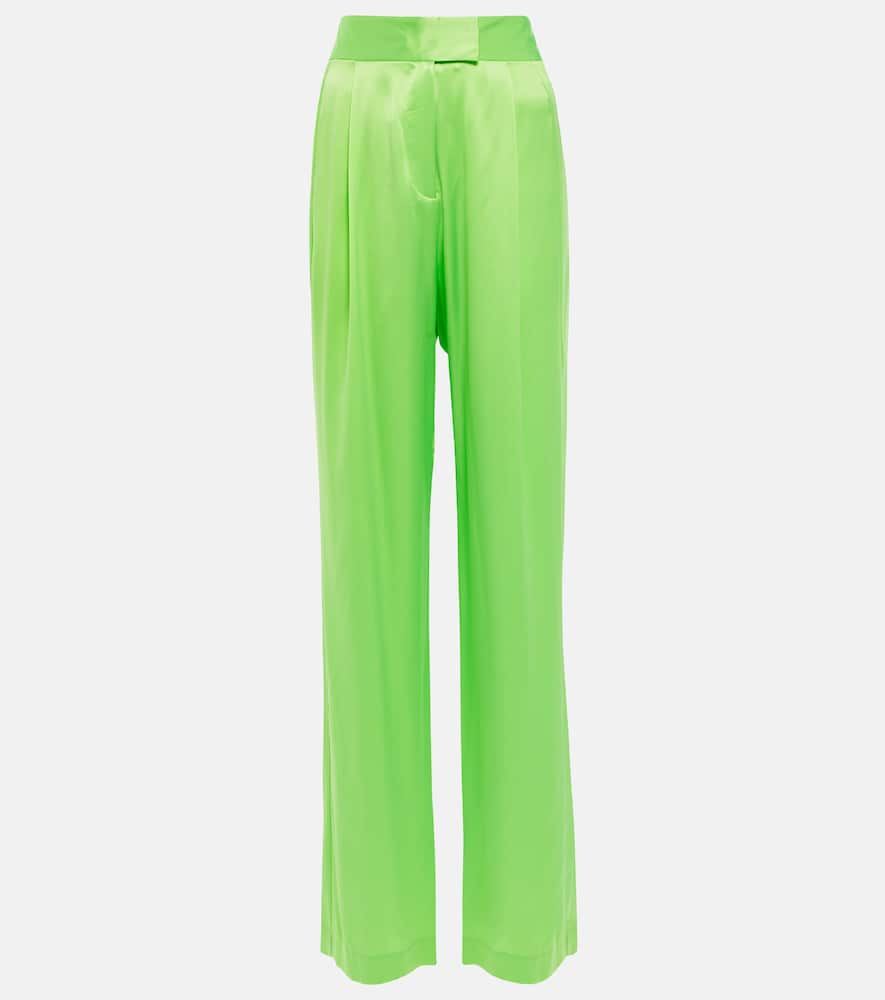 The Sei High-rise Wide-leg Silk Satin Pants In Parakeet