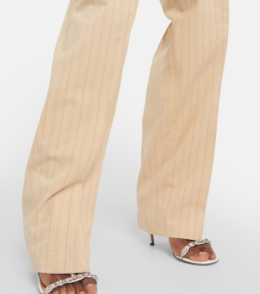 Shop Isabel Marant Sopiavea Pinstriped High-rise Pants In Yellow