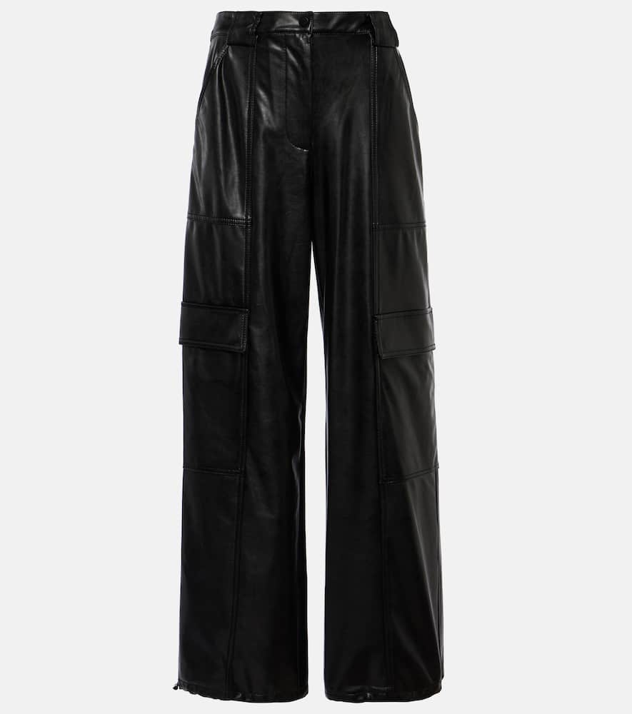 Simkhai Sofia Womens Vegan Leather Drawstring Cargo Pants In Black