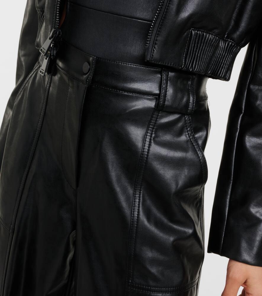 Simkhai Sofia Womens Vegan Leather Drawstring Cargo Pants In Black