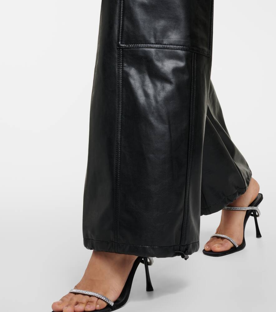 Simkhai Sofia Womens Vegan Leather Drawstring Cargo Pants In Black