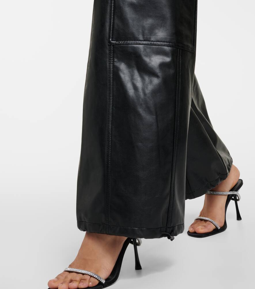 Shop Simkhai Sofia Faux Leather Cargo Pants In Black