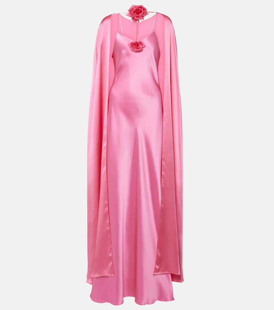 Shop Rodarte Caped Silk Gown In Multicoloured