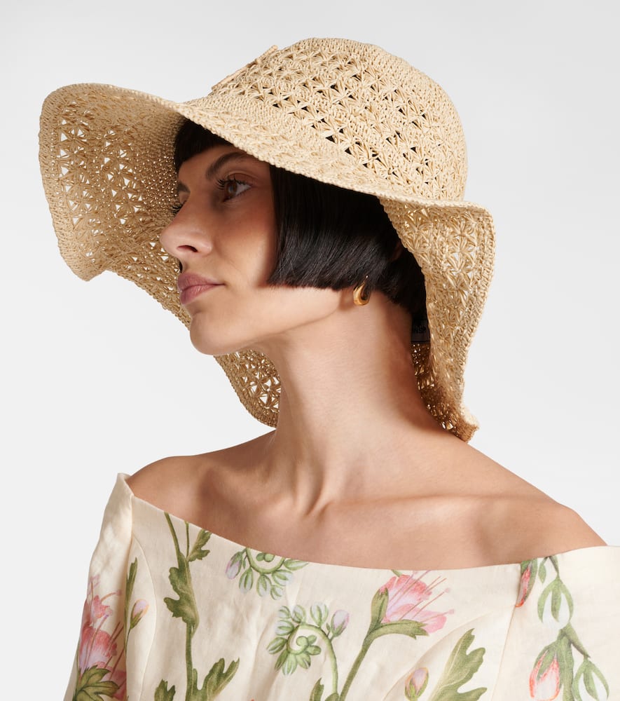 Ruslan Baginskiy Monogram Straw Sunhat In Beige