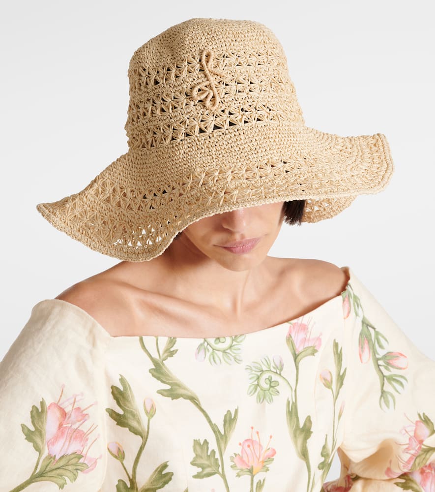 Shop Ruslan Baginskiy Monogram Straw Sunhat In Beige