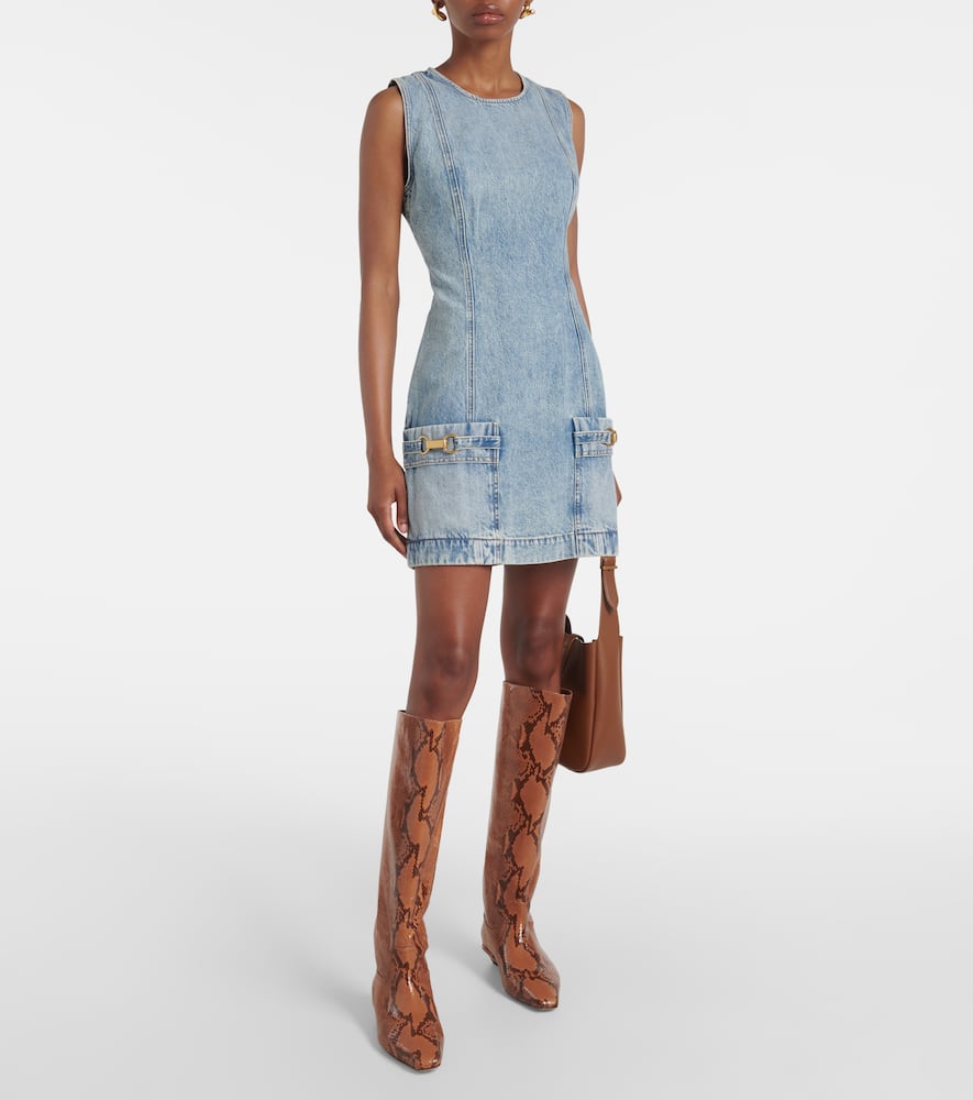 Paris Texas Bettina Snake-effect Leather Knee-high Boots In Brown