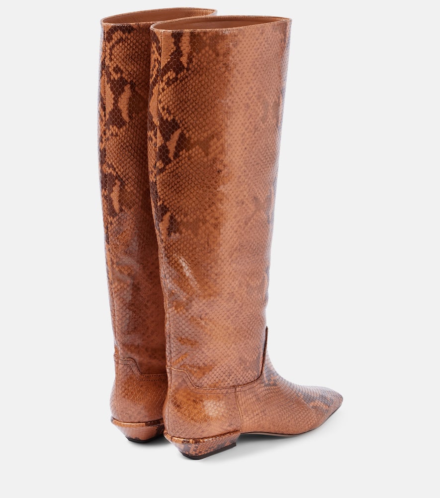 Paris Texas Bettina Snake-effect Leather Knee-high Boots In Brown