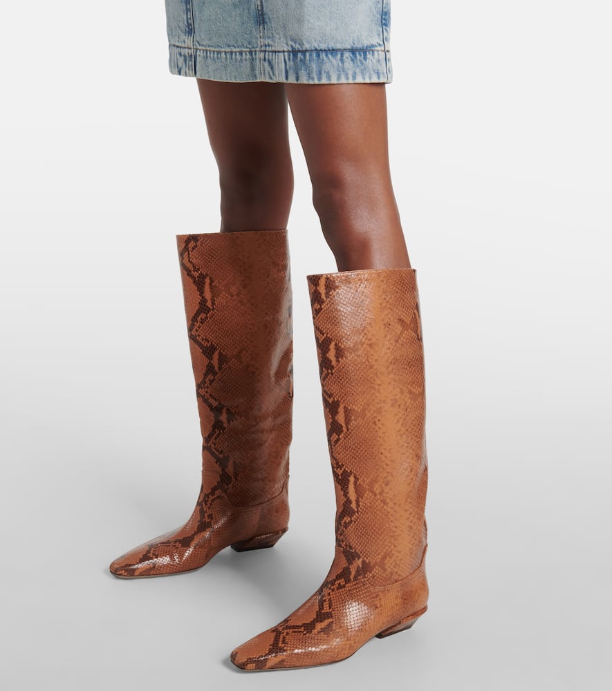 Paris Texas Bettina Snake-effect Leather Knee-high Boots In Brown