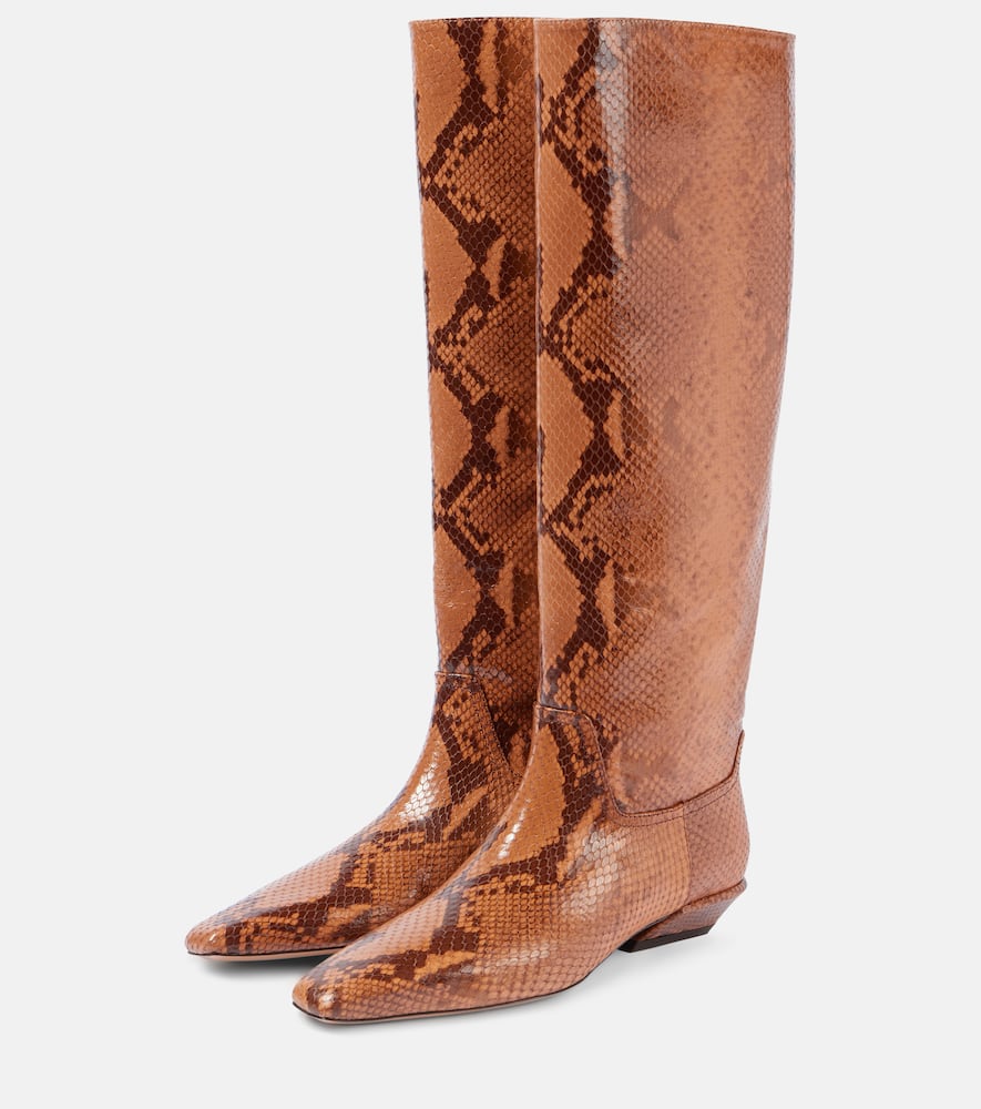 Paris Texas Bettina Snake-effect Leather Knee-high Boots In Brown