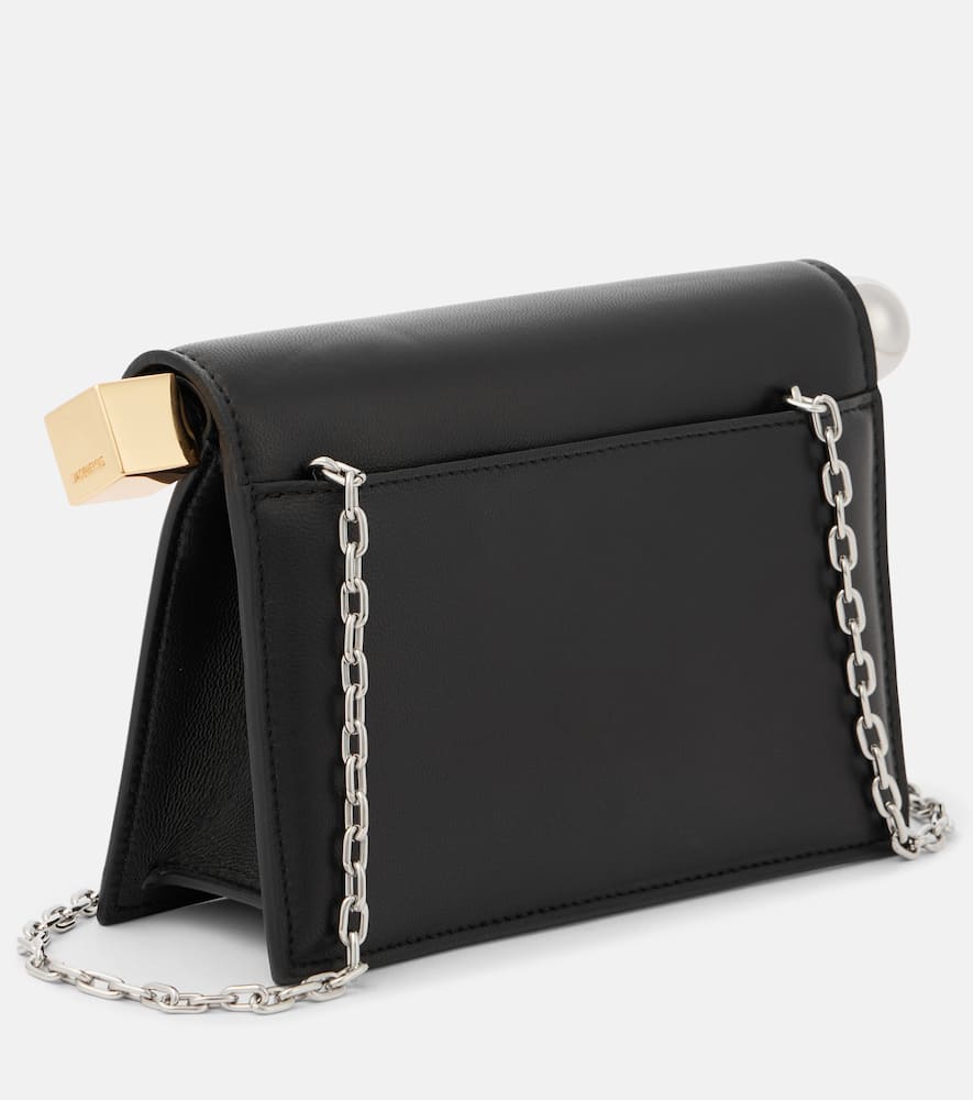 Jacquemus La Petite Pochette Rond Carré Leather Clutch In Black