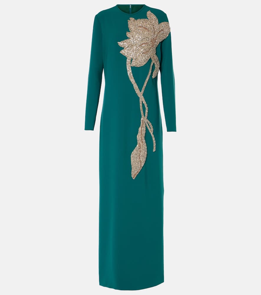 Costarellos Elea Embellished Crêpe Gown In Blue