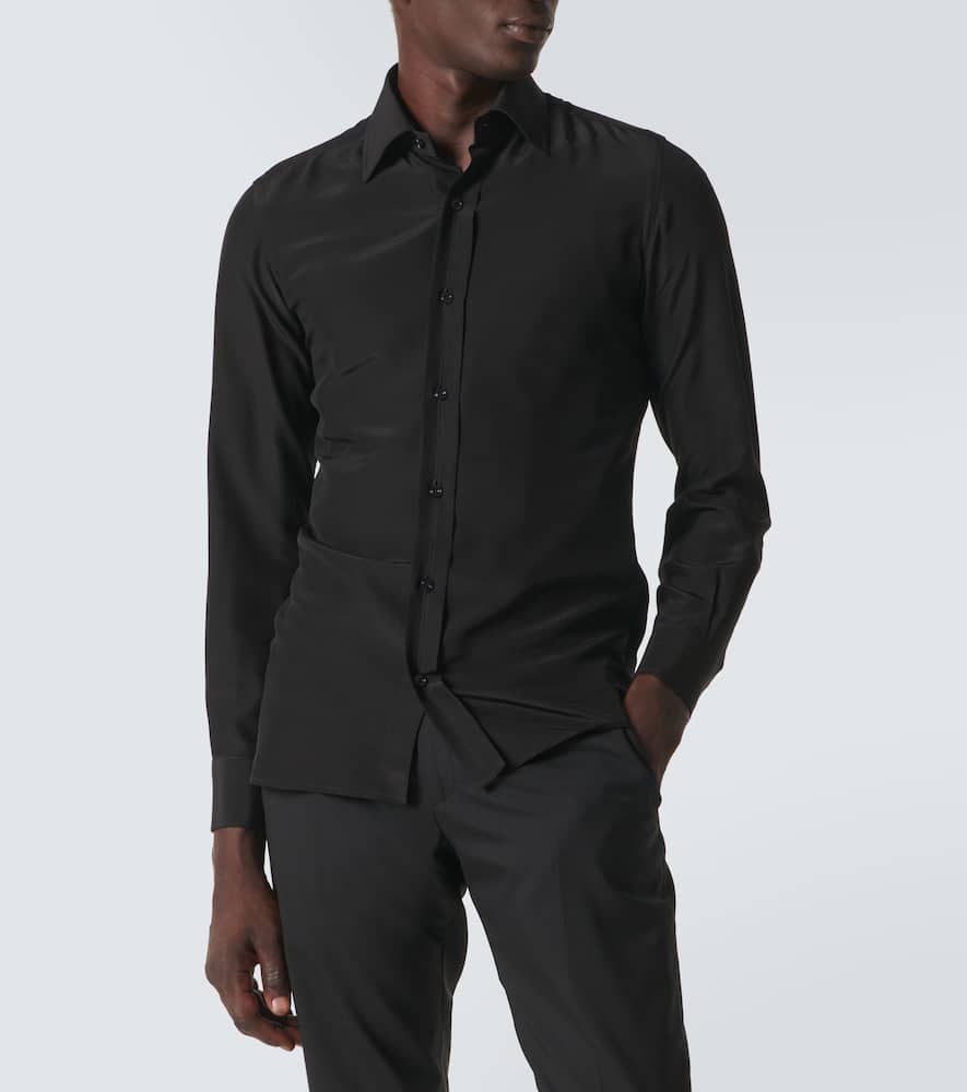 Tom Ford Silk Twill Shirt In Black