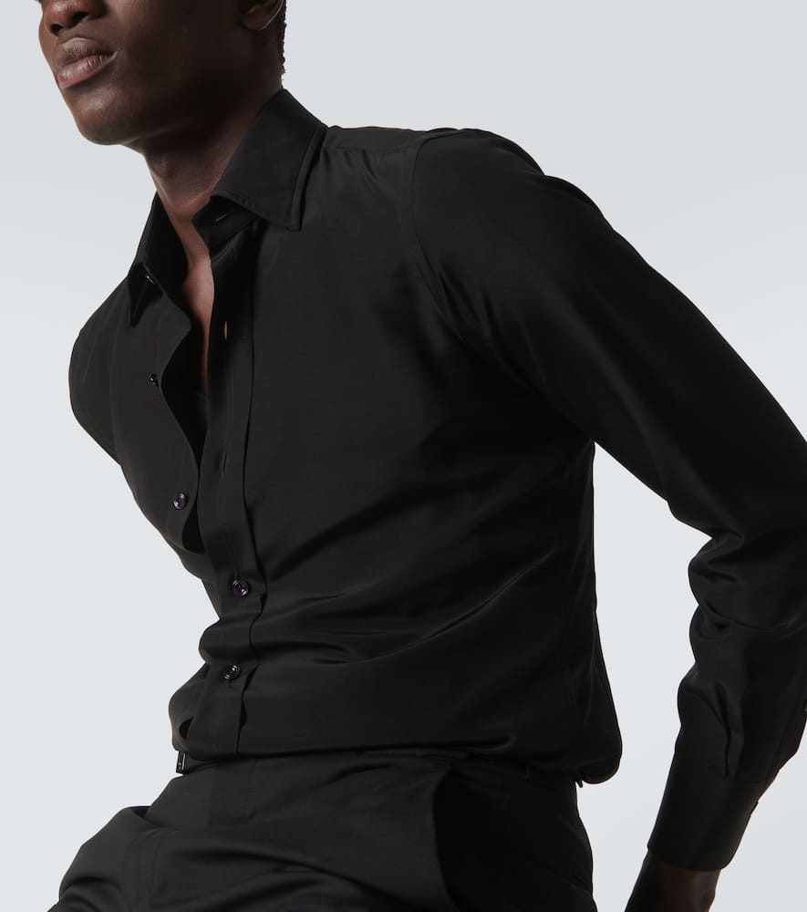 Tom Ford Silk Twill Shirt In Black