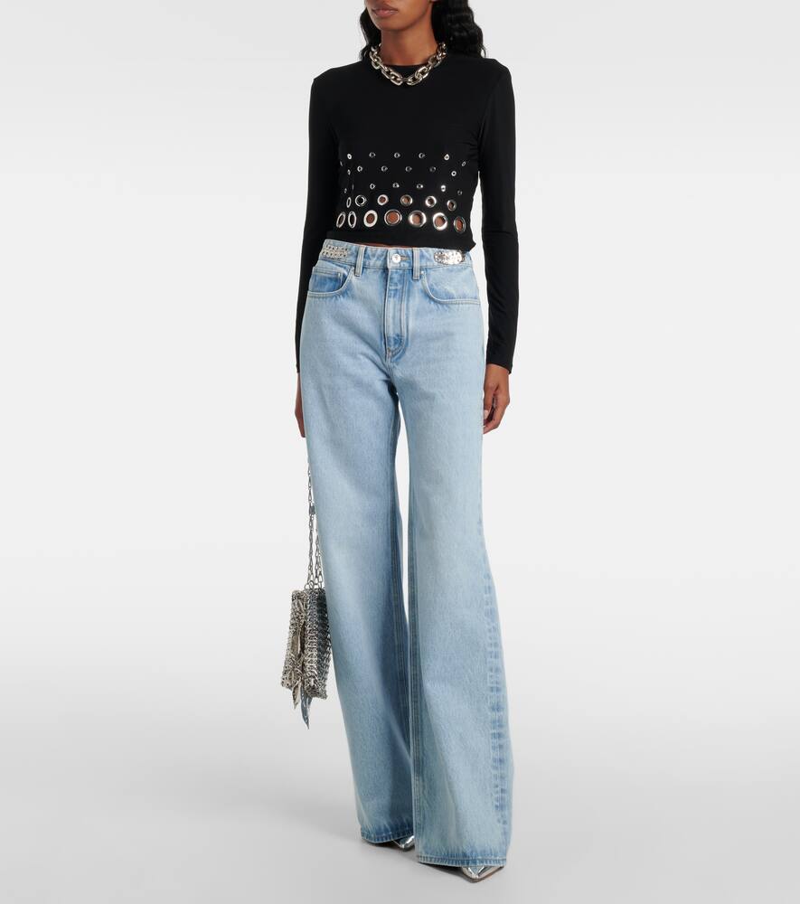 Rabanne Flared High-waisted Blue Denim Jeans In Blau