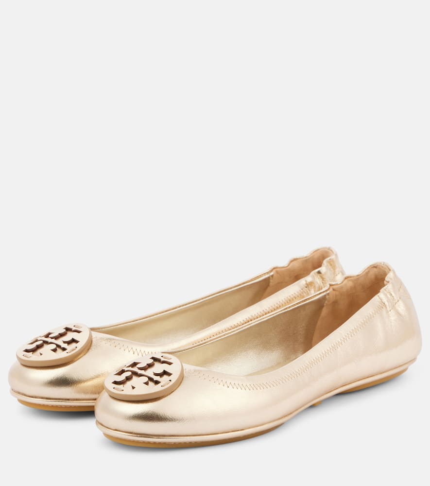 Tory Burch Georgia Metallic Medallion Ballerina Flats In Gold