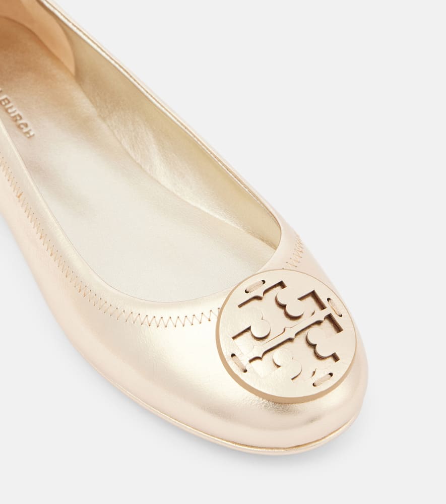 Tory Burch Georgia Metallic Medallion Ballerina Flats In Gold