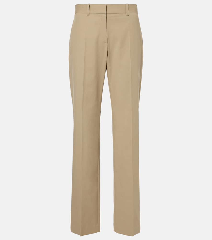 The Row Selvie Straight Leg Cotton Twill Pants In Beige