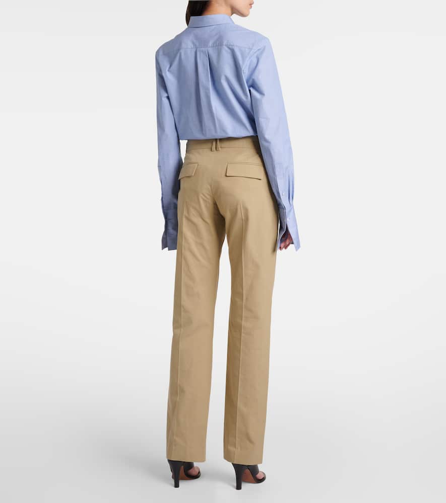 The Row Selvie Straight Leg Cotton Twill Pants In Beige