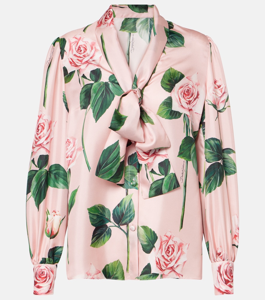 Dolce&Gabbana Floral Tie-Neck Blouse