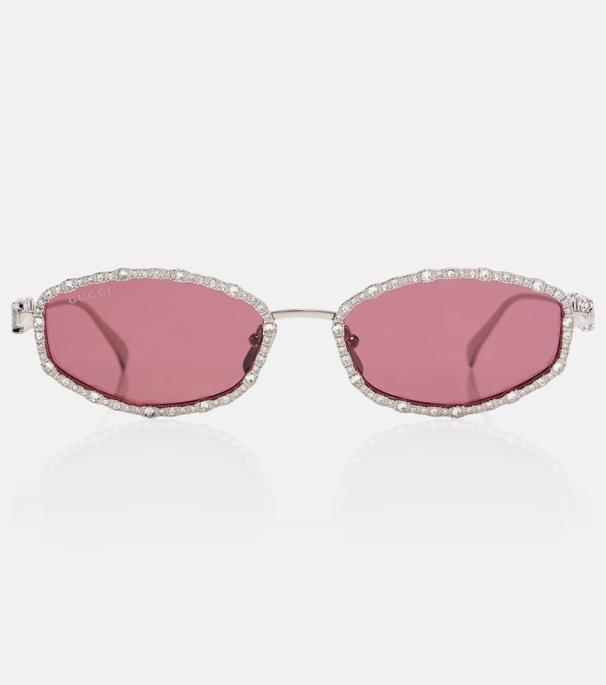 Gucci Crystal-embellished Oval Sunglasses