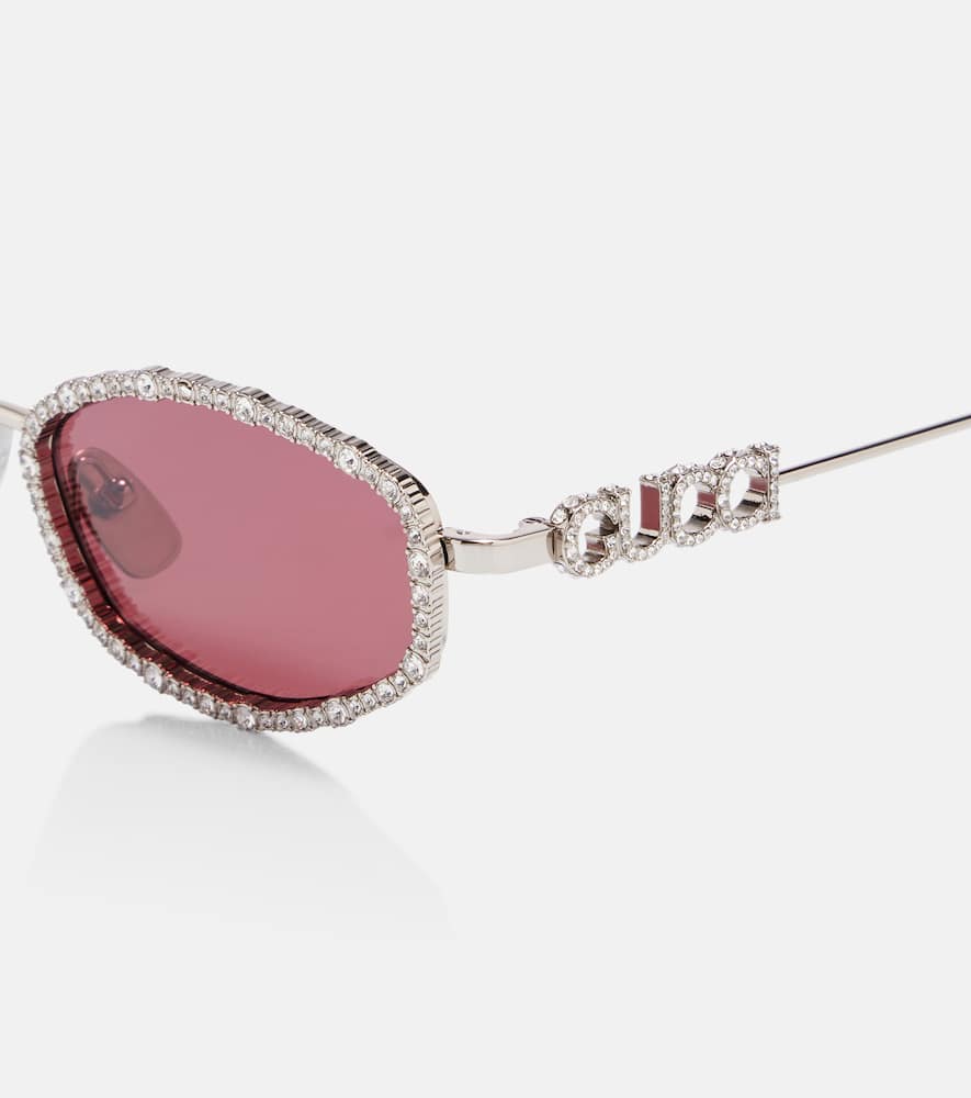 Gucci Crystal-embellished Oval Sunglasses