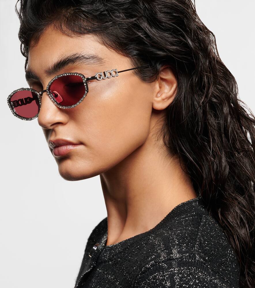 Gucci Crystal-embellished Oval Sunglasses
