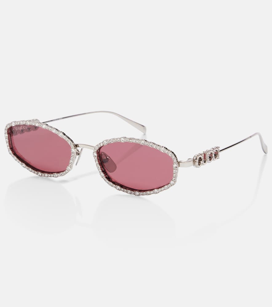 Gucci Crystal-embellished Oval Sunglasses