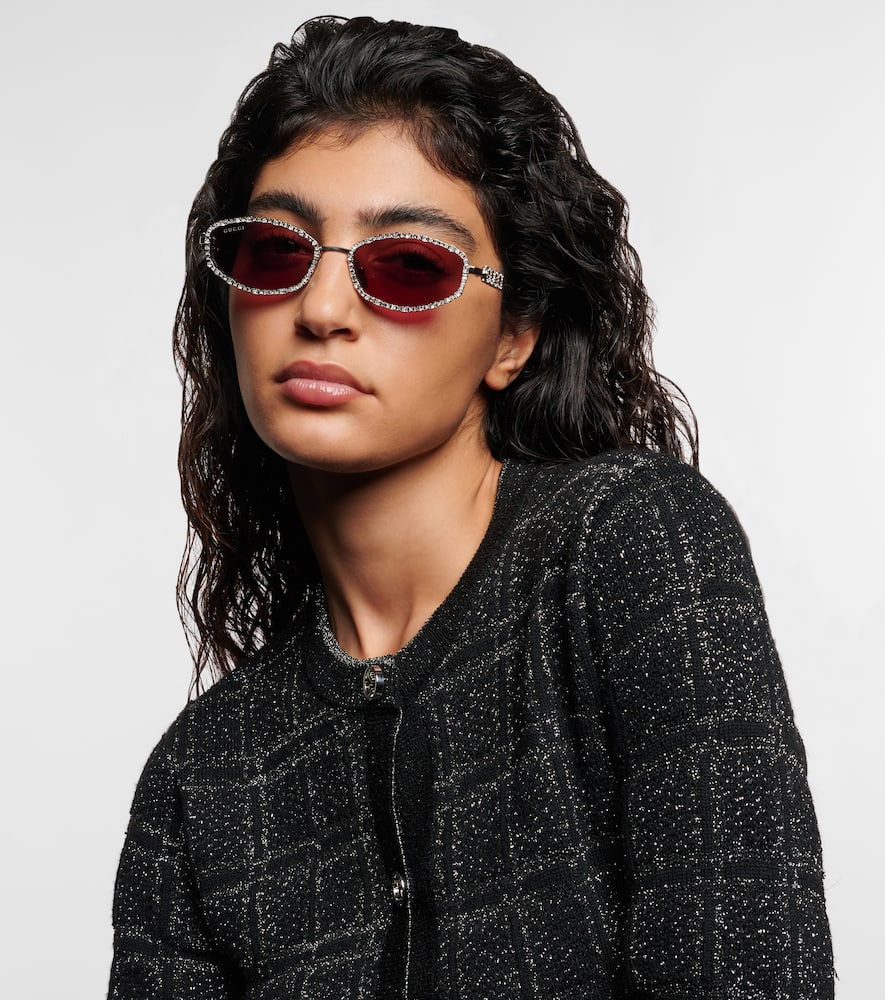 Gucci Crystal-embellished Oval Sunglasses