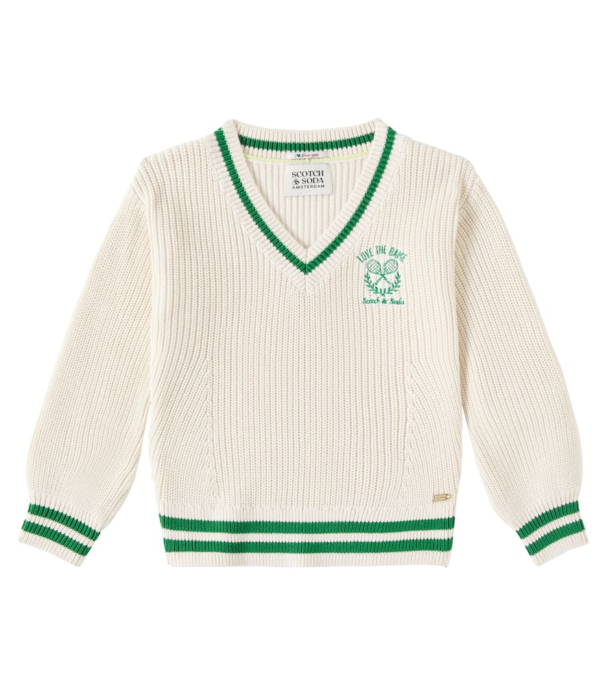 Scotch & Soda Embroidered Cotton Sweater In Beige