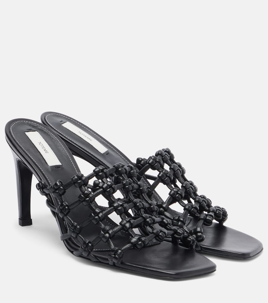 Totême 85mm Knotted-leather Sandals In Black