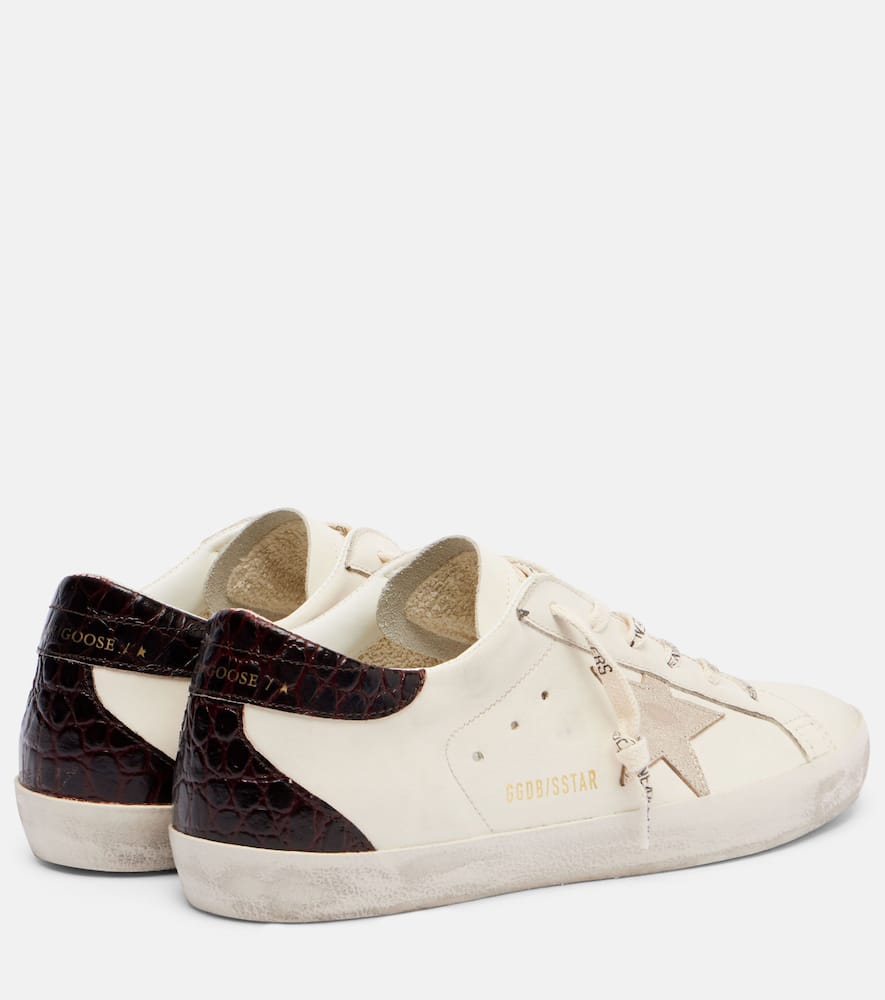 Golden Goose Women 'super-star' White Low Top Sneakers With Embossed Logo And Contrasting Heel In Le In White