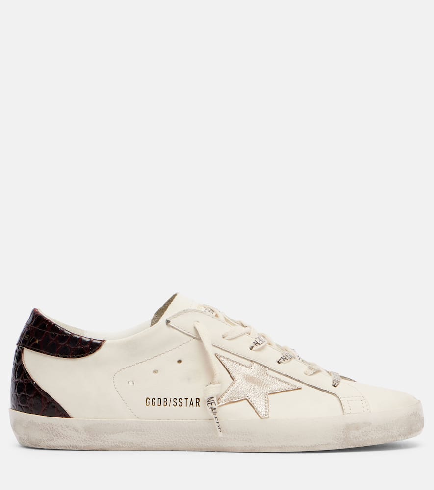 Golden Goose Women 'super-star' White Low Top Sneakers With Embossed Logo And Contrasting Heel In Le In White