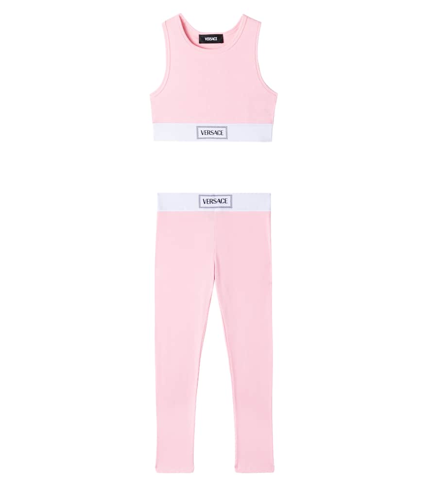Versace Cotton-blend Jersey Crop Top And Leggings Set