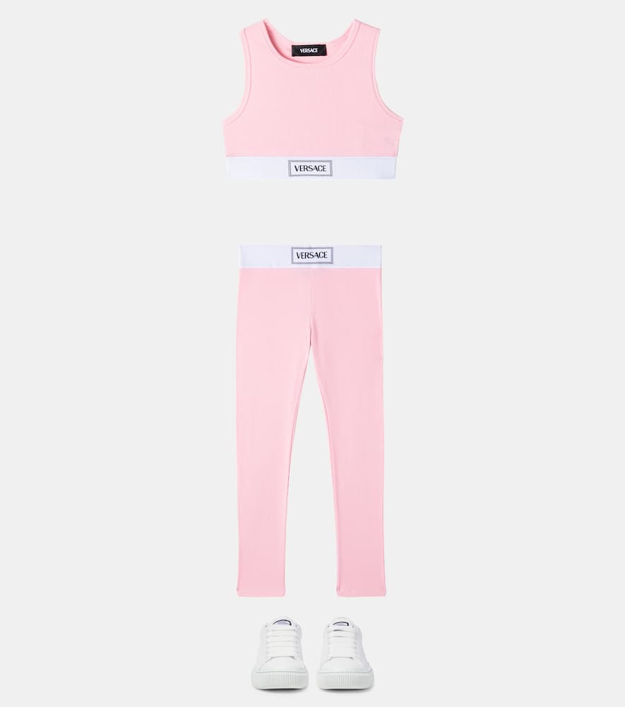 Versace Cotton-blend Jersey Crop Top And Leggings Set