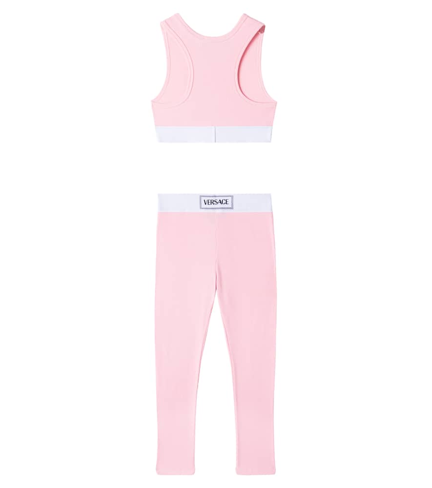 Versace Cotton-blend Jersey Crop Top And Leggings Set