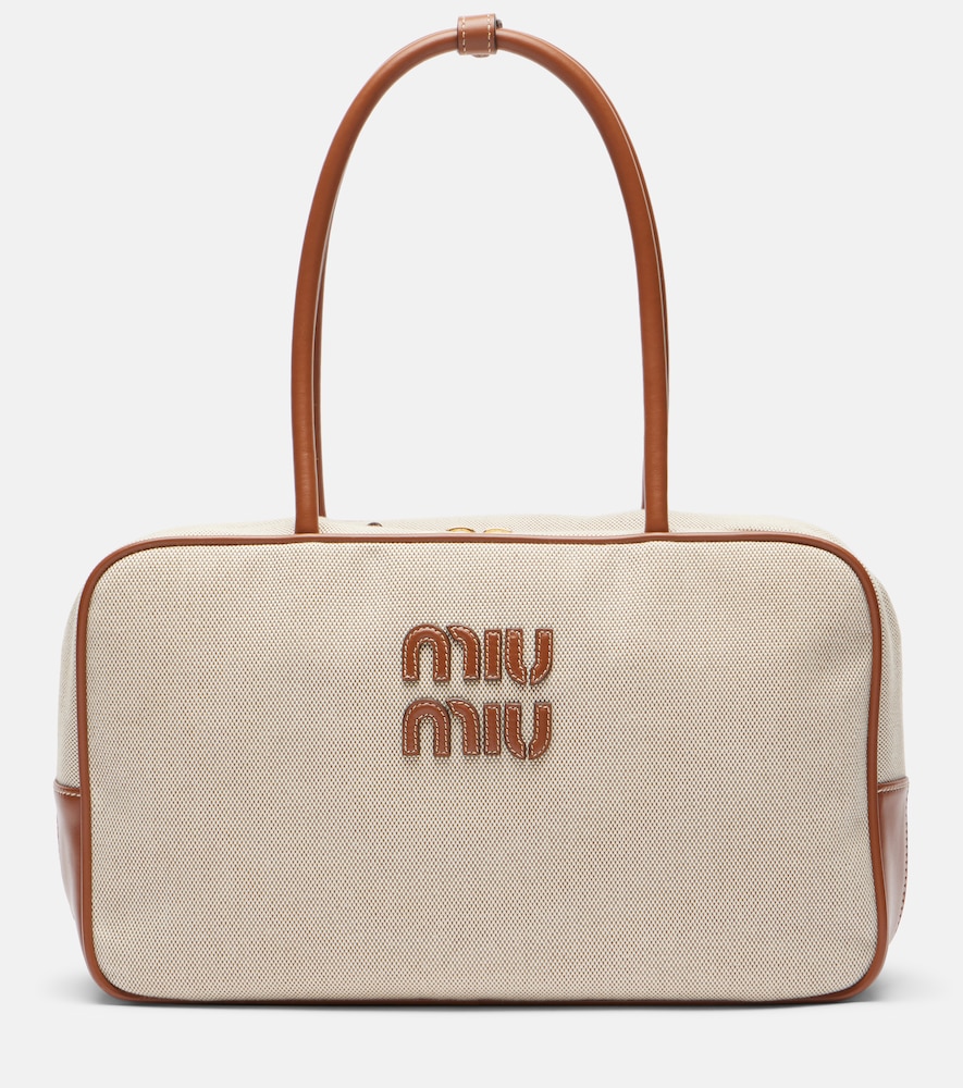 Miu Miu Beau leather-trimmed canvas tote bag