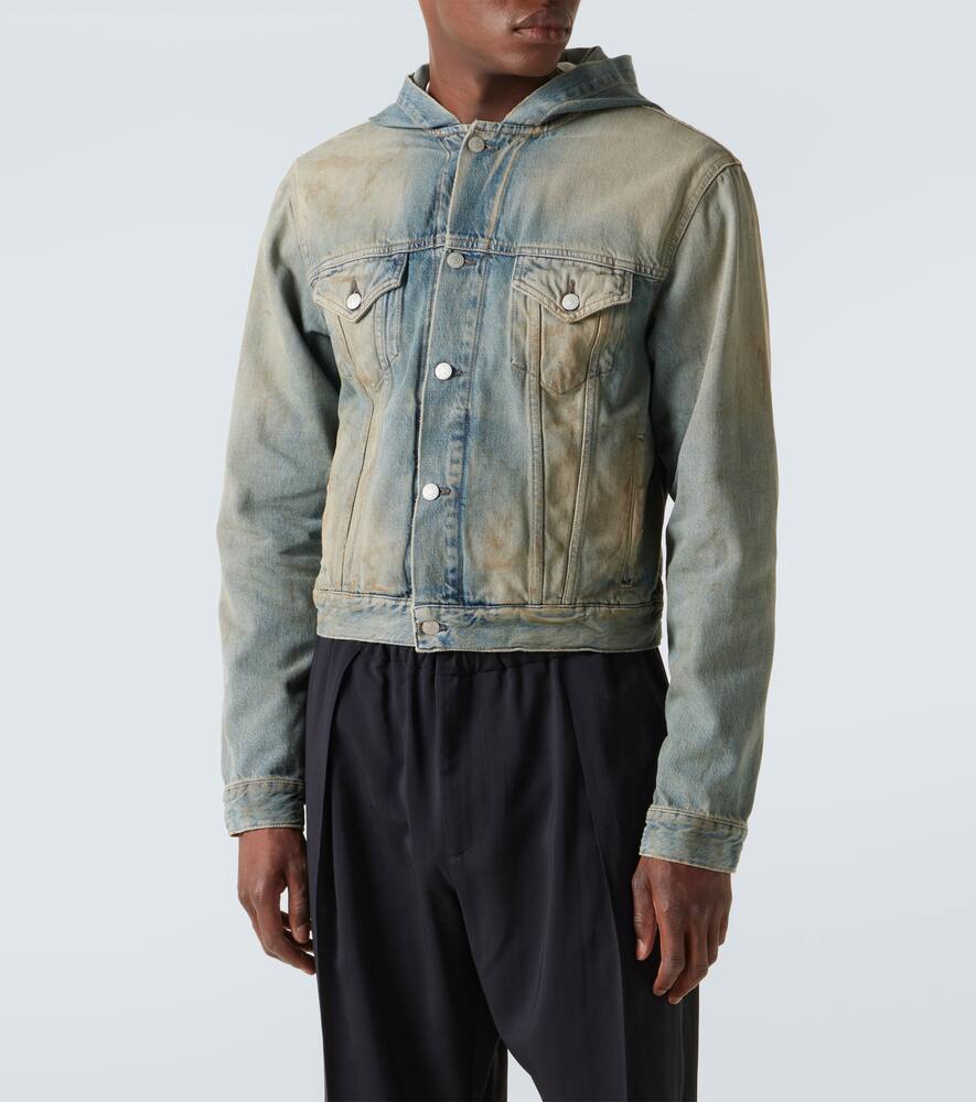 Acne Studios Men Denim Hooded Jacket In Blue