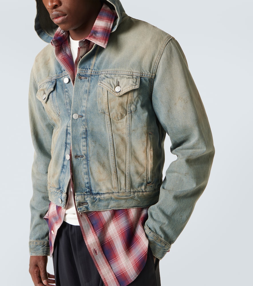 Acne Studios Men Denim Hooded Jacket In Blue