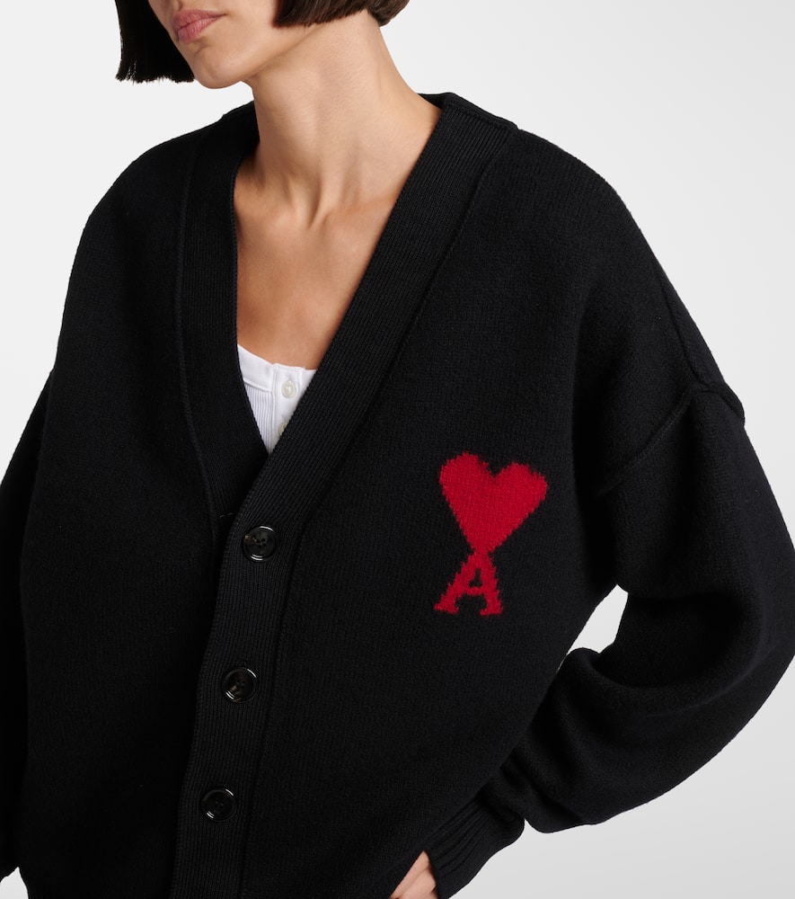 Ami Alexandre Mattiussi Ami De Caur Virgin Wool Cardigan In Blue