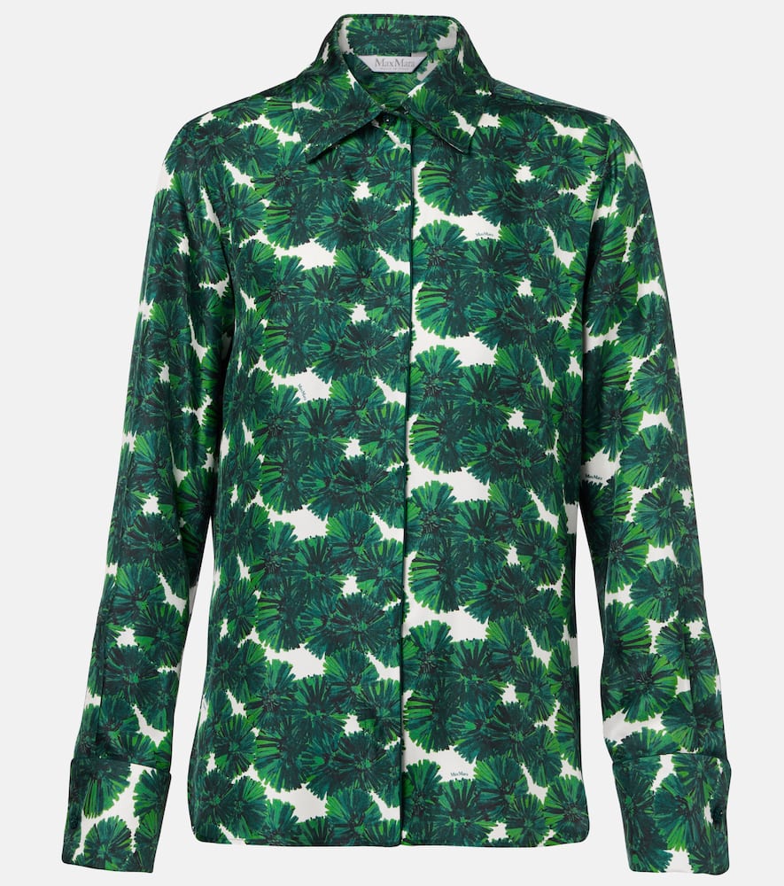 Max Mara Rodesia Printed Silk Twill Shirt In Green