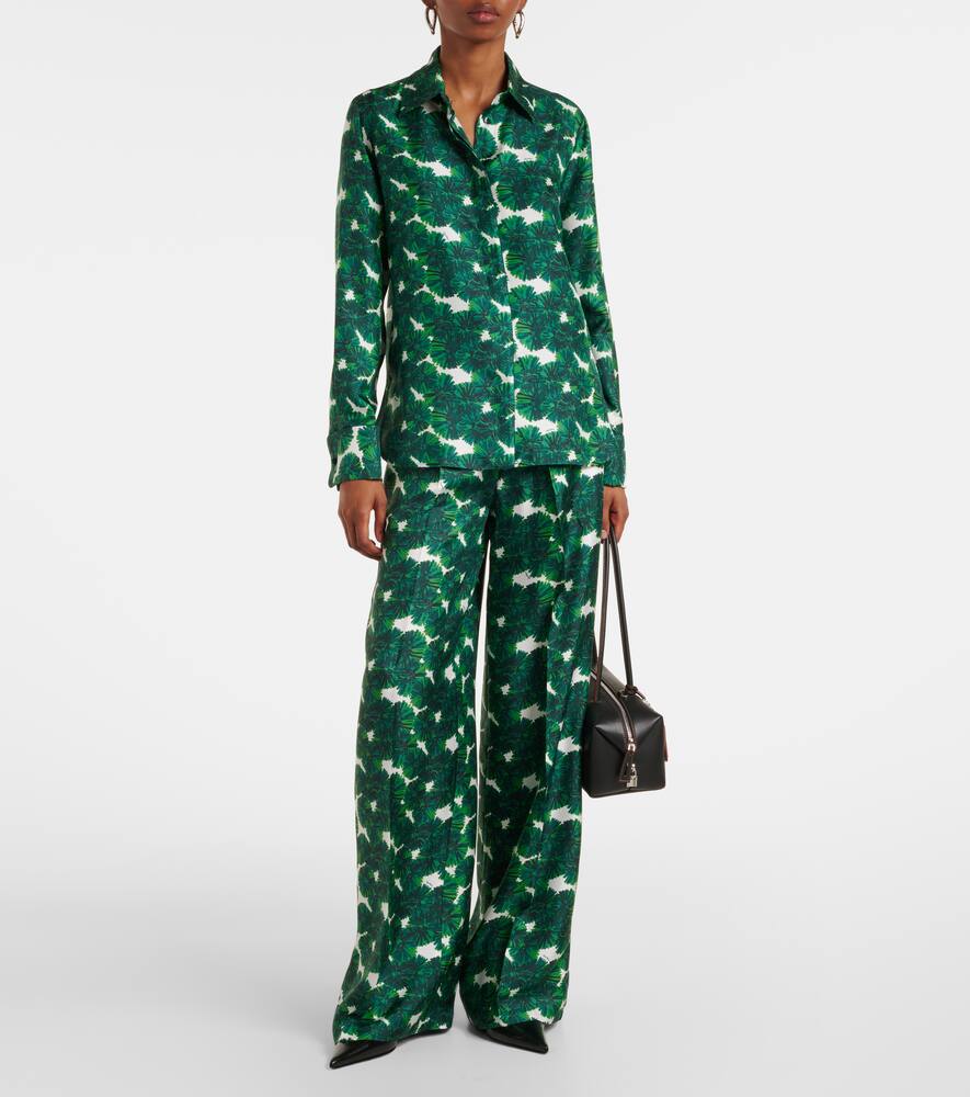 Max Mara Rodesia Printed Silk Twill Shirt In Green