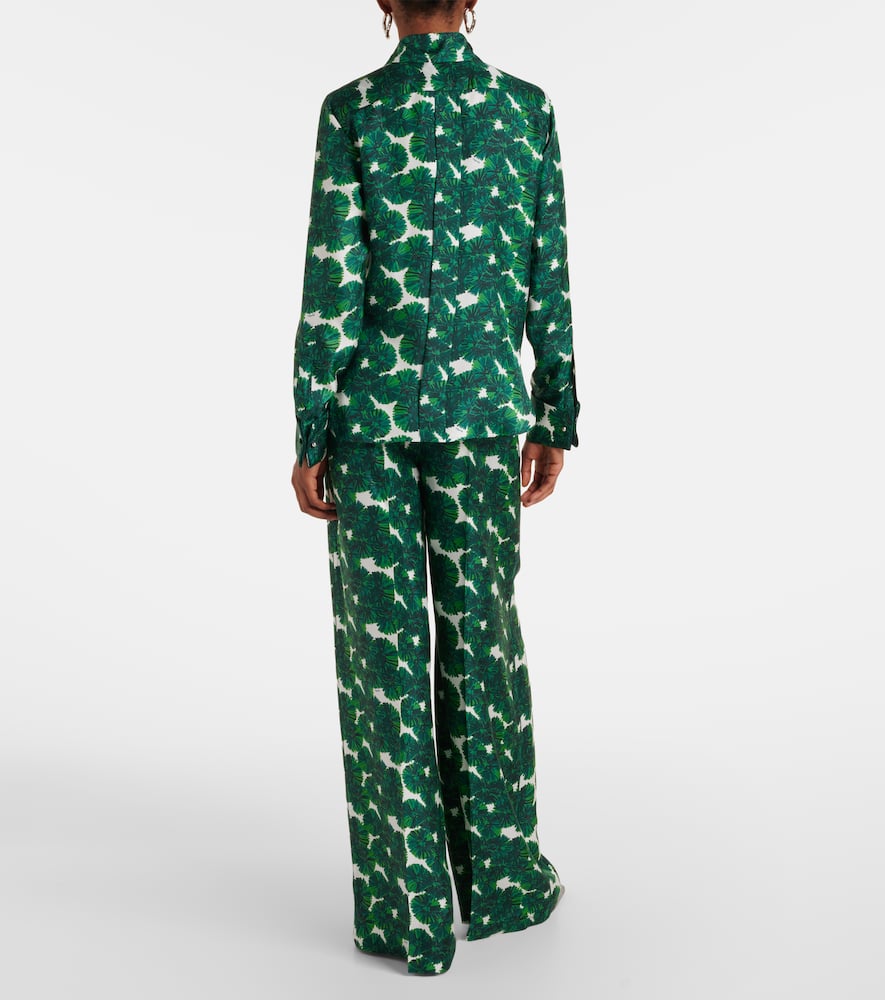 Max Mara Rodesia Printed Silk Twill Shirt In Green