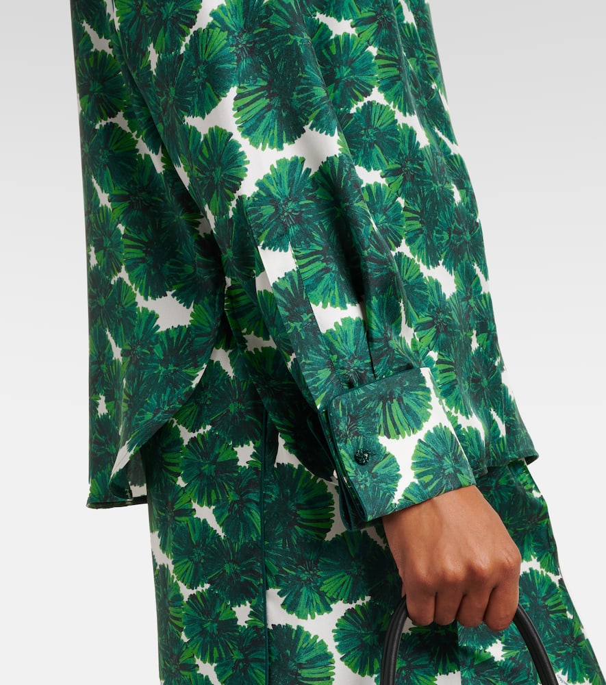 Max Mara Rodesia Printed Silk Twill Shirt In Green
