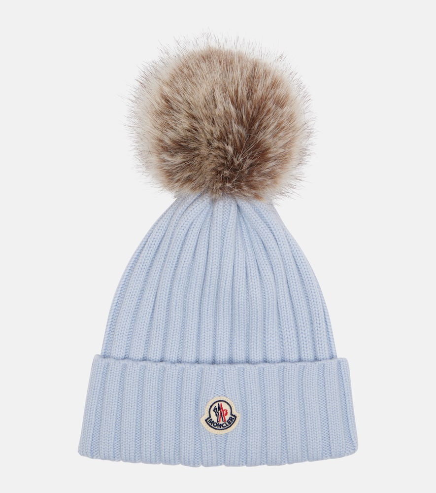 Moncler Ribbed-knit Virgin Wool Beanie In Blue